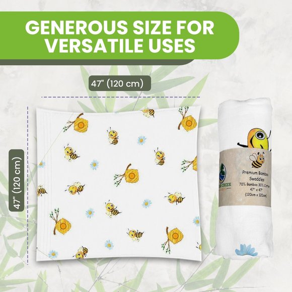Swaddling Blanket for Newborn Baby Super Soft 70% Bamboo 30% Cotton Bumble Bee - Picture 6 of 7